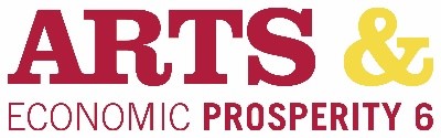 Arts and Economic Prosperity logo with red text