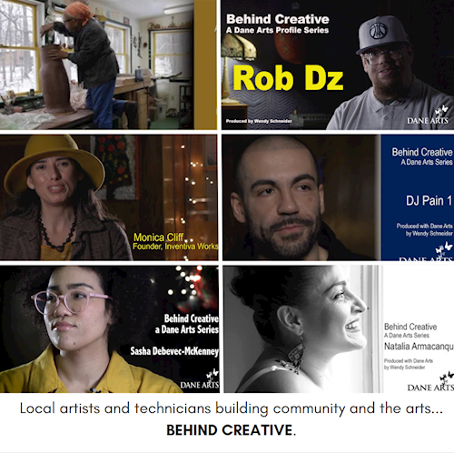 Collage of a diverse mix of professionals showcasing the range of careers Dane County residents pursue in the creative sector. 