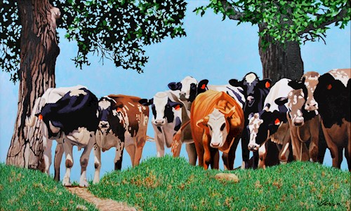 Dane Arts 2022 Calendar cover - a group of cows against a blue sky