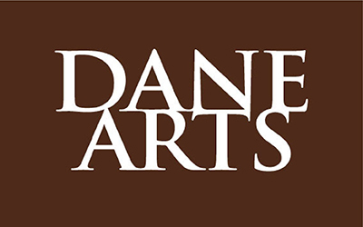 Reverse, stacked type-only Dane Arts logo