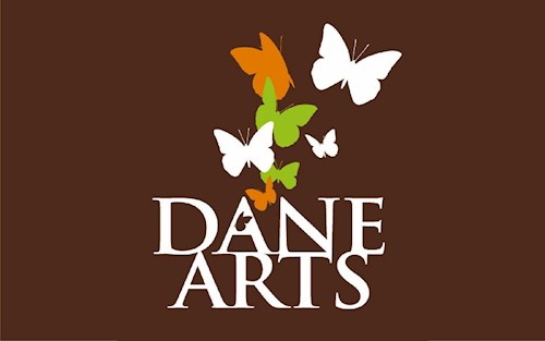 Three color, reverse Dane Arts logo